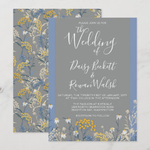Invitation Botanique de marguerite Floral Jaune & Mariage ble