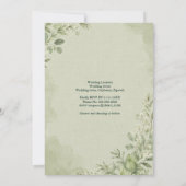 Invitation Botanique de mariage en lin sauge rustique (Dos)