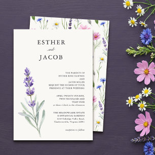 Invitation Botanique de prairie de fleurs sauvages minimalist