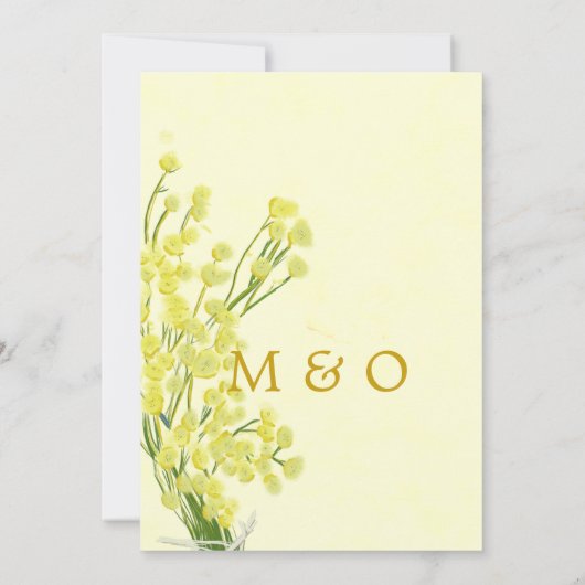 Invitation Botanique de Wattle Jaune Simple Mariage moderne (Dos)