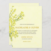 Invitation Botanique de Wattle Jaune Simple Mariage moderne (Devant / Derrière)