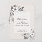 Invitation BOTANIQUE DESSINÉE À LA MAIN Design Moderne Flush  (Devant / Derrière)