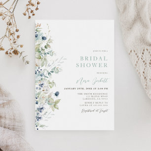 Invitation Botanique D'Hiver À La Douche Nuptiale