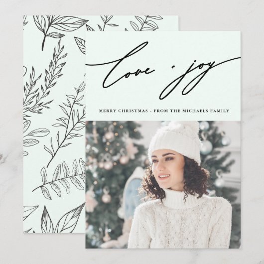 Invitation Botanique d'hiver rustique avec vert de vacances p (Devant / Derrière)
