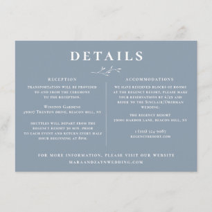 Invitation Botanique Dusty Blue Détails du Mariage