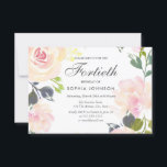 Invitation Botanique Élégant Floral 40e Anniversaire Invitati<br><div class="desc">Botanique Elégant Floral Invitation fête du 40e anniversaire. Belle collection de fleurs roses à assortir en magasin Niche et Nest Design Avec l'aimable autorisation de www.createthecut.com</div>