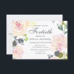 Invitation Botanique Élégant Floral 40e Anniversaire Invitati<br><div class="desc">Botanique Elégant Floral Invitation fête du 40e anniversaire. Belle collection de fleurs roses à assortir en magasin Niche et Nest Design Avec l'aimable autorisation de www.createthecut.com</div>