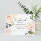 Invitation Botanique Élégant Floral 80e Anniversaire Invitati (Debout devant)