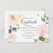 Invitation Botanique Élégant Floral 80e Anniversaire Invitati (Devant / Derrière)