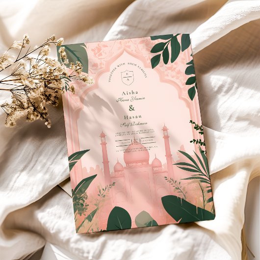 Invitation Botanique Élégant Floral Mariage islamique