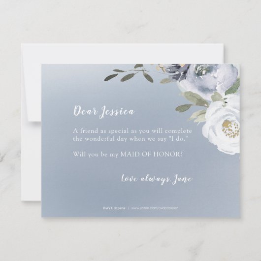 Invitation Botanique en fleurs Serez-vous ma servante d'honne (Dos)