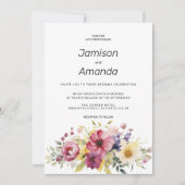 Invitation Botanique été fleurie colorée Mariage (Devant)