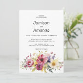 Invitation Botanique été fleurie colorée Mariage (Debout devant)