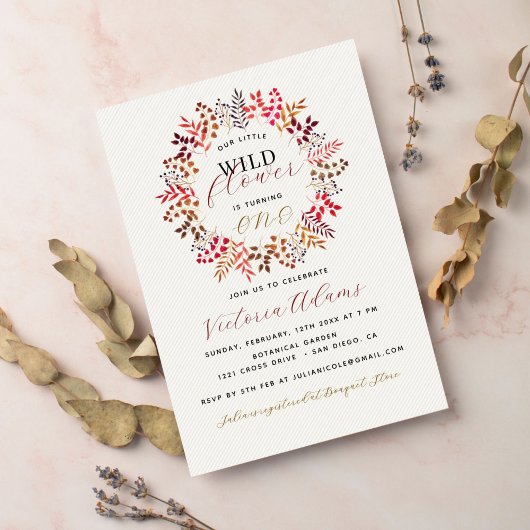 Invitation Botanique Eucalyptus Fall Leaf Wreath Anniversaire