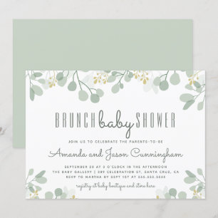 Invitation Botanique Eucalyptus Foliage Baby shower Brunch
