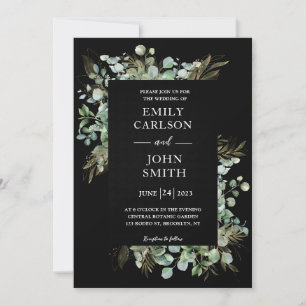 Invitation Botanique Eucalyptus Gold Leaf Design moderne
