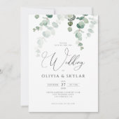 Invitation Botanique Eucalyptus QR Code Tout en un Mariage (Devant)