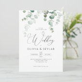 Invitation Botanique Eucalyptus QR Code Tout en un Mariage (Debout devant)