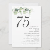 Invitation Botanique Eucalyptus Vert 75e anniversaire (Devant)