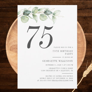 Invitation Botanique Eucalyptus Vert 75e anniversaire