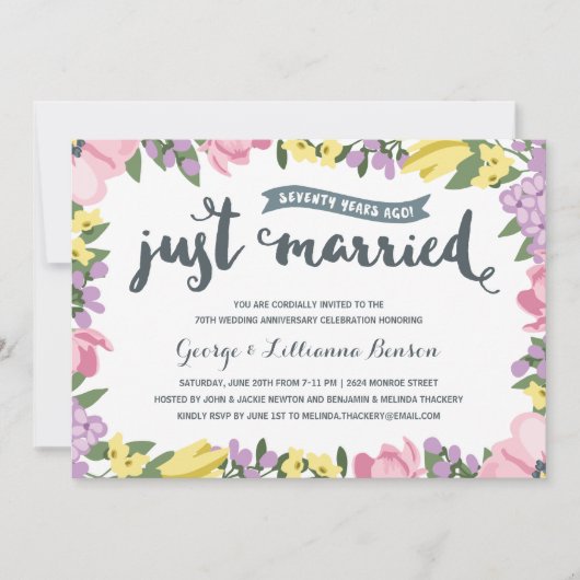 Invitation Botanique | Fête des 70 ans de mariage (Devant)