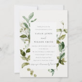 Invitation Botanique Feuillage Aquarelle Couples Douche (Devant)