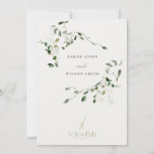 Invitation Botanique Feuillage Aquarelle Couples Douche (Dos)