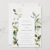 Invitation Botanique Feuillage Aquarelle Couples Douche (Devant)