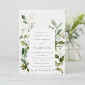 Invitation Botanique Feuillage Aquarelle Couples Douche (Debout devant)