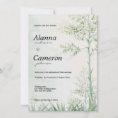 Invitation Botanique feuille de verdure fleurie rustique Mari (Devant)