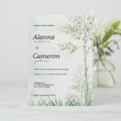 Invitation Botanique feuille de verdure fleurie rustique Mari (Debout devant)