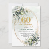Invitation botanique feuille Dusty Green pour 60e (Devant)