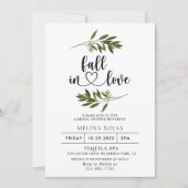 Invitation Botanique Feuille verte chute en amour Douche nupt (Devant)