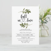 Invitation Botanique Feuille verte chute en amour Douche nupt (Debout devant)