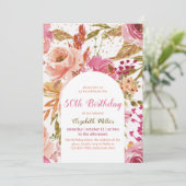 Invitation Botanique Fleur sauvage vintage 50e anniversaire (Debout devant)