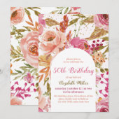 Invitation Botanique Fleur sauvage vintage 50e anniversaire (Devant / Derrière)