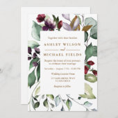 Invitation Botanique Floral Aquarelle Bordure Mariage moderne (Devant / Derrière)