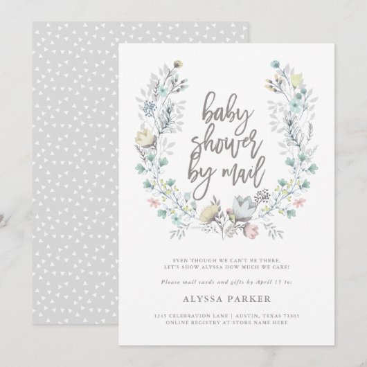 Invitation Botanique Floral| Baby shower par courrier (Devant / Derrière)