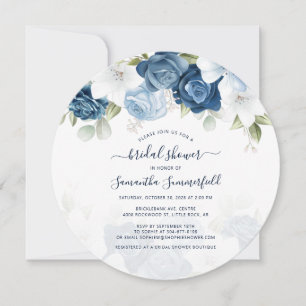 Invitation Botanique Floral Dusty Bleu Fête des mariées de ve