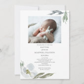 Invitation Botanique Floral Greenery Boy Baptism Photo (Devant)