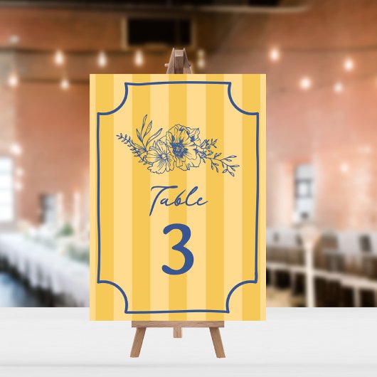 Invitation Botanique Floral Jaune Mariage à rayures