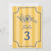 Invitation Botanique Floral Jaune Mariage à rayures (Dos)