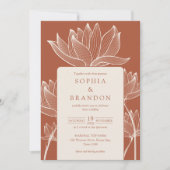 Invitation Botanique Floral Photo Terracotta Mariage (Devant)