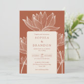 Invitation Botanique Floral QR Code Mariage en terre cuite (Debout devant)