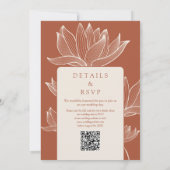 Invitation Botanique Floral QR Code Mariage en terre cuite (Dos)