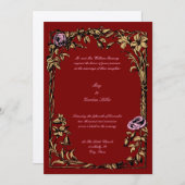 Invitation Botanique Floral Rose Vine Mariage frontalier (Devant / Derrière)