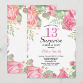 Invitation Botanique Floral Surprise 13e anniversaire Invitat (Devant / Derrière)