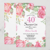 Invitation Botanique Floral Surprise 40e anniversaire Invitat (Devant / Derrière)