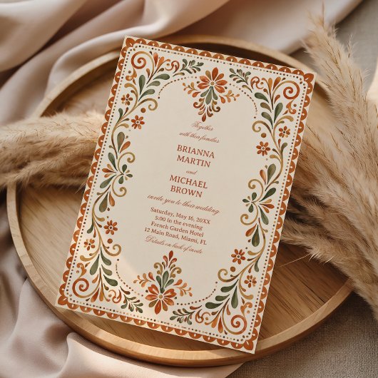 Invitation Botanique florale mexicaine folklorique rustique