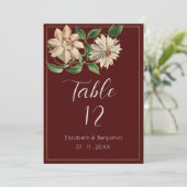 Invitation Botanique florale verte de Bourgogne Numéros de ta (Debout devant)